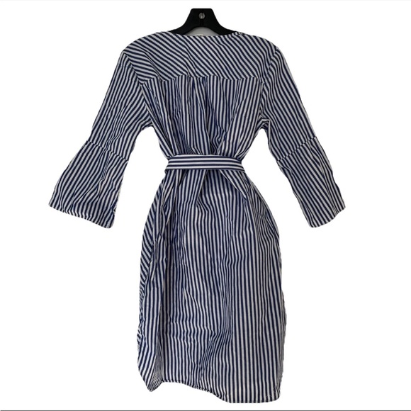 🍍5for25 GAP Blue and White PinStriped Shirt Dress 3/4 Sleeves Size M - Picture 3 of 5